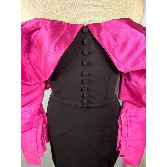 Nafsika Skourti Opera Puff Sleeve Off the Shoulder Mini Dress Size 4 - Picture 5 of 10